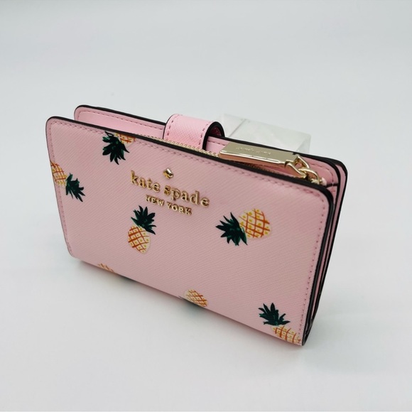 Kate Spade Staci Medium Pineapple Compact Bifold Wallet - Picture 8 of 8
